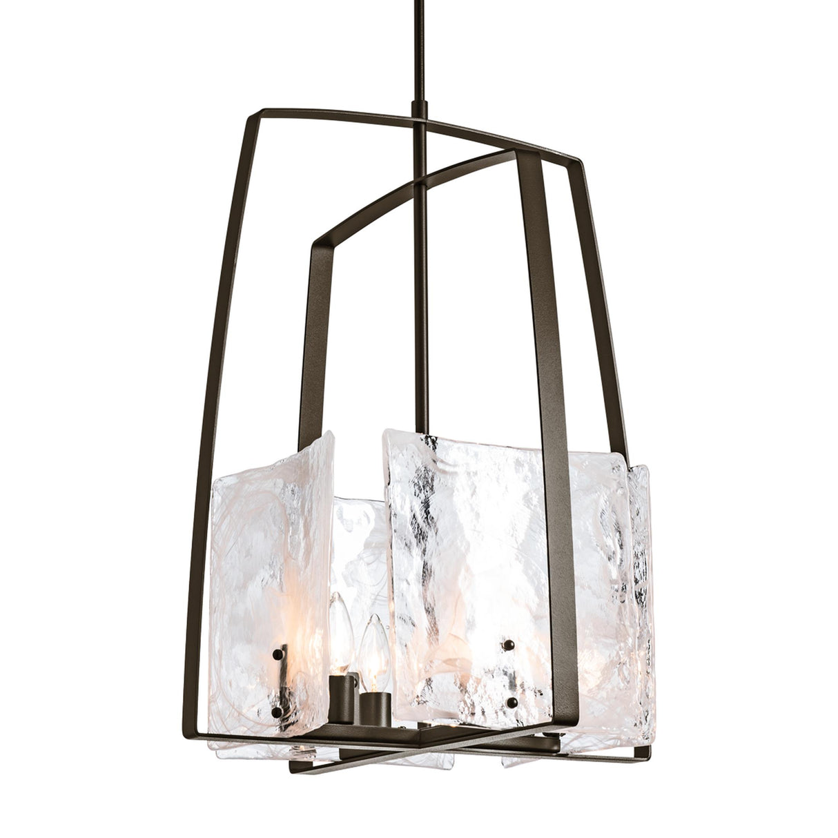 Hubbardton Forge 2021 Oil Rubbed Bronze White Swirl Glass (YR) Multi Arc Pendant