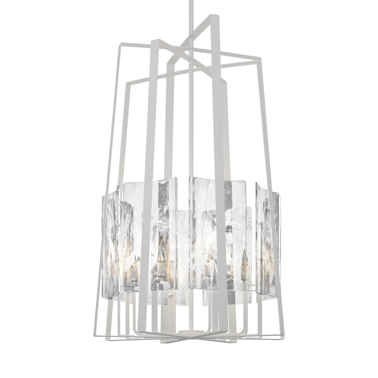 Hubbardton Forge 2023 White White Swirl Glass (YR) Multi Arc 8-Light Tall Pendant