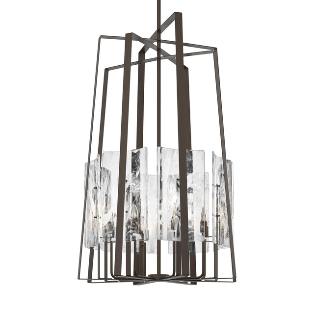 Hubbardton Forge 2023 Bronze White Swirl Glass (YR) Multi Arc 8-Light Tall Pendant