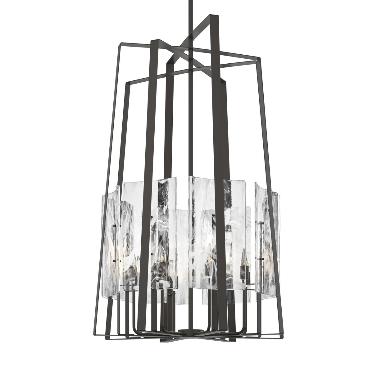Hubbardton Forge 2023 Dark Smoke White Swirl Glass (YR) Multi Arc 8-Light Tall Pendant