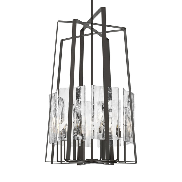 Hubbardton Forge 2023 Dark Smoke White Swirl Glass (YR) Multi Arc 8-Light Tall Pendant