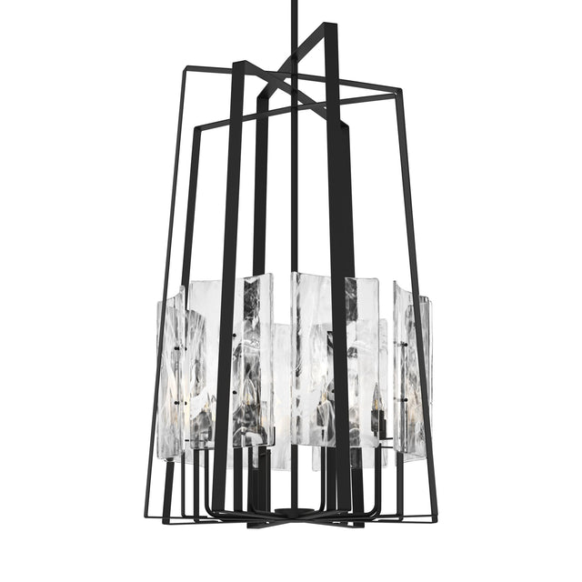 Hubbardton Forge 2023 Black White Swirl Glass (YR) Multi Arc 8-Light Tall Pendant