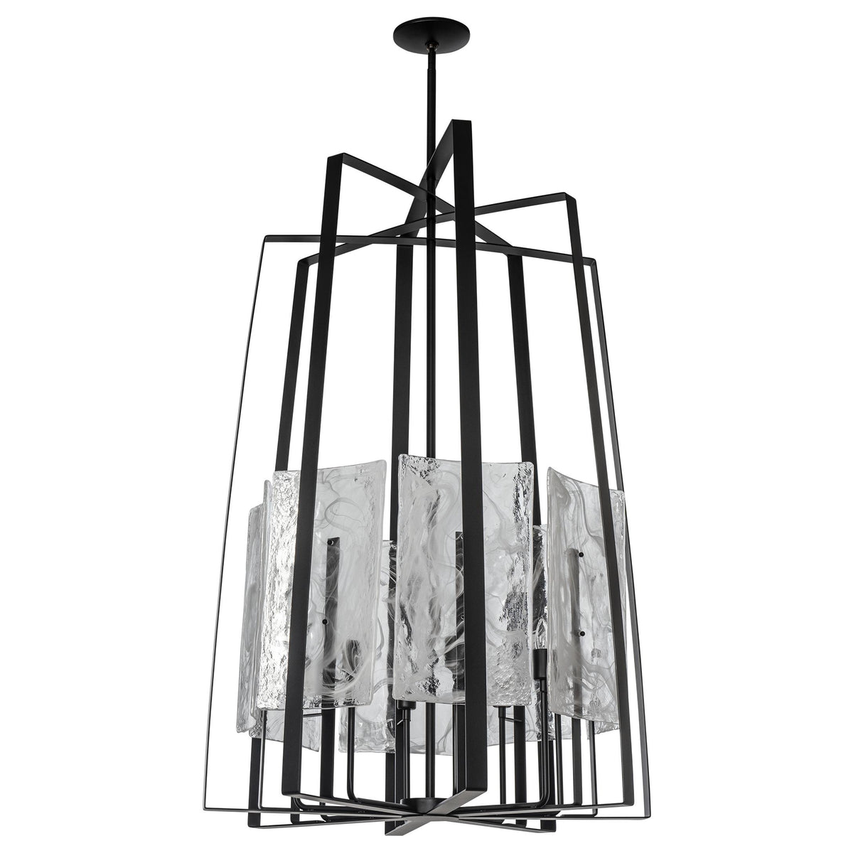 Hubbardton Forge 2023 Black White Swirl Glass (YR) Multi Arc 8-Light Tall Pendant