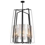 Hubbardton Forge 2023 Black White Swirl Glass (YR) Multi Arc 8-Light Tall Pendant