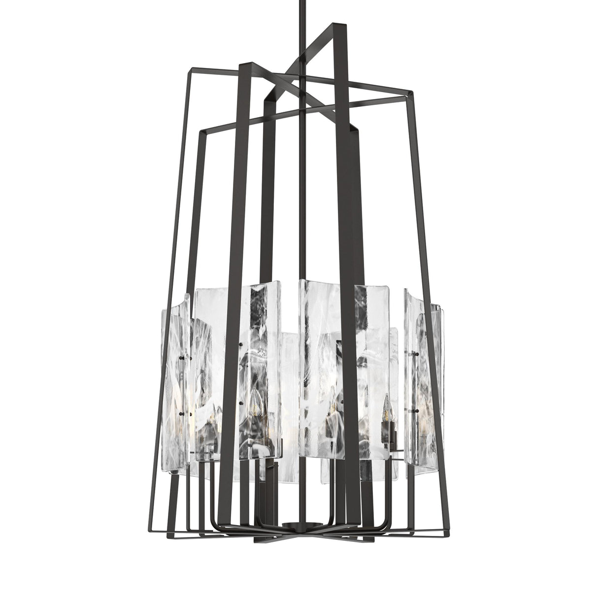Hubbardton Forge 2023 Oil Rubbed Bronze White Swirl Glass (YR) Multi Arc 8-Light Tall Pendant