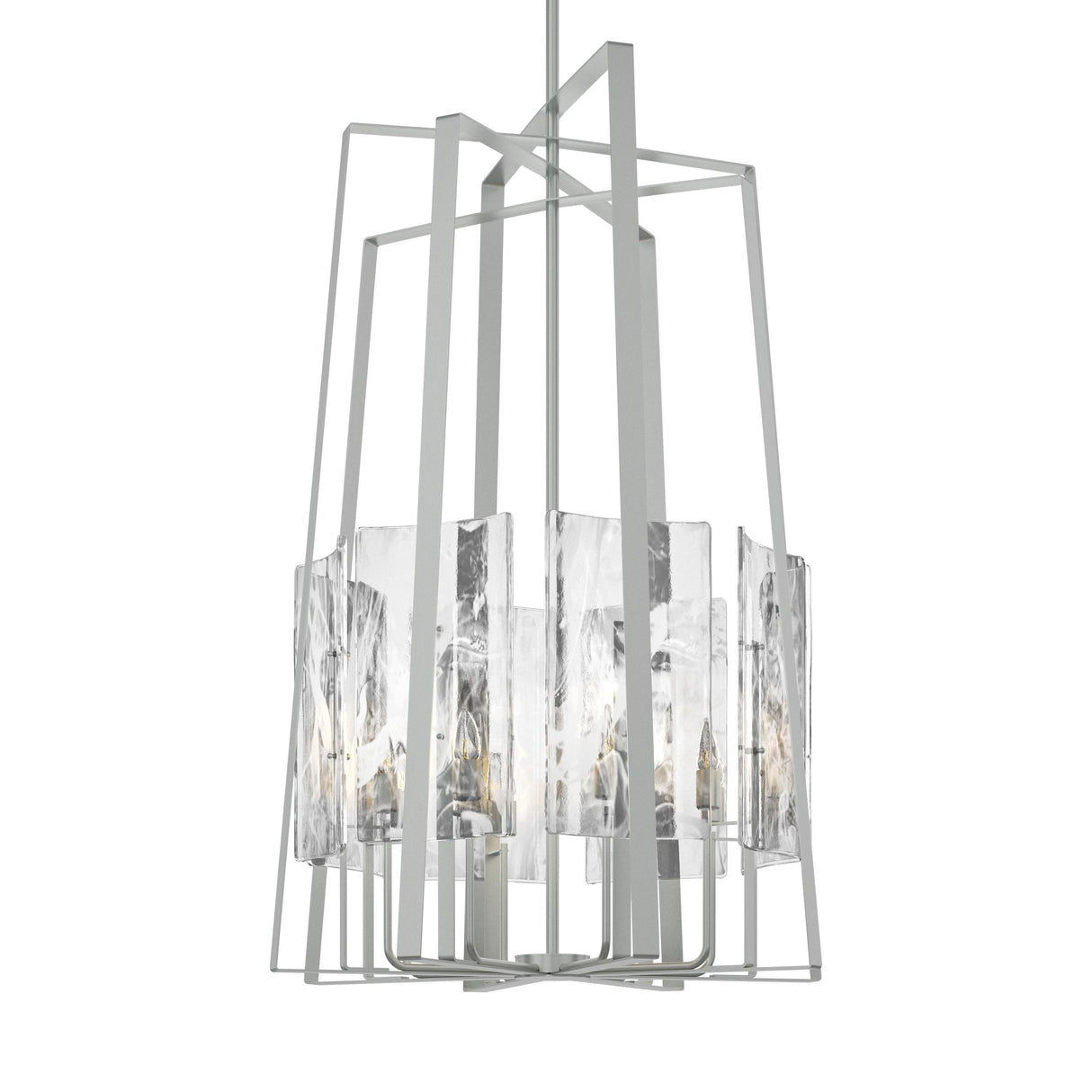 Hubbardton Forge 2023 Vintage Platinum White Swirl Glass (YR) Multi Arc 8-Light Tall Pendant