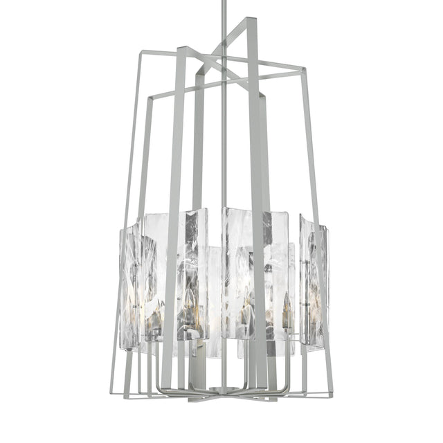 Hubbardton Forge 2023 Vintage Platinum White Swirl Glass (YR) Multi Arc 8-Light Tall Pendant