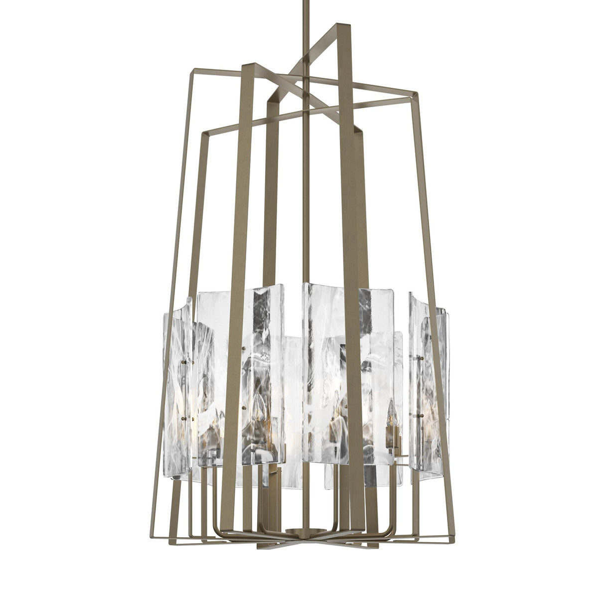 Hubbardton Forge 2023 Soft Gold White Swirl Glass (YR) Multi Arc 8-Light Tall Pendant