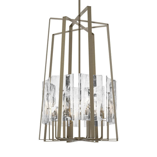 Hubbardton Forge 2023 Soft Gold White Swirl Glass (YR) Multi Arc 8-Light Tall Pendant