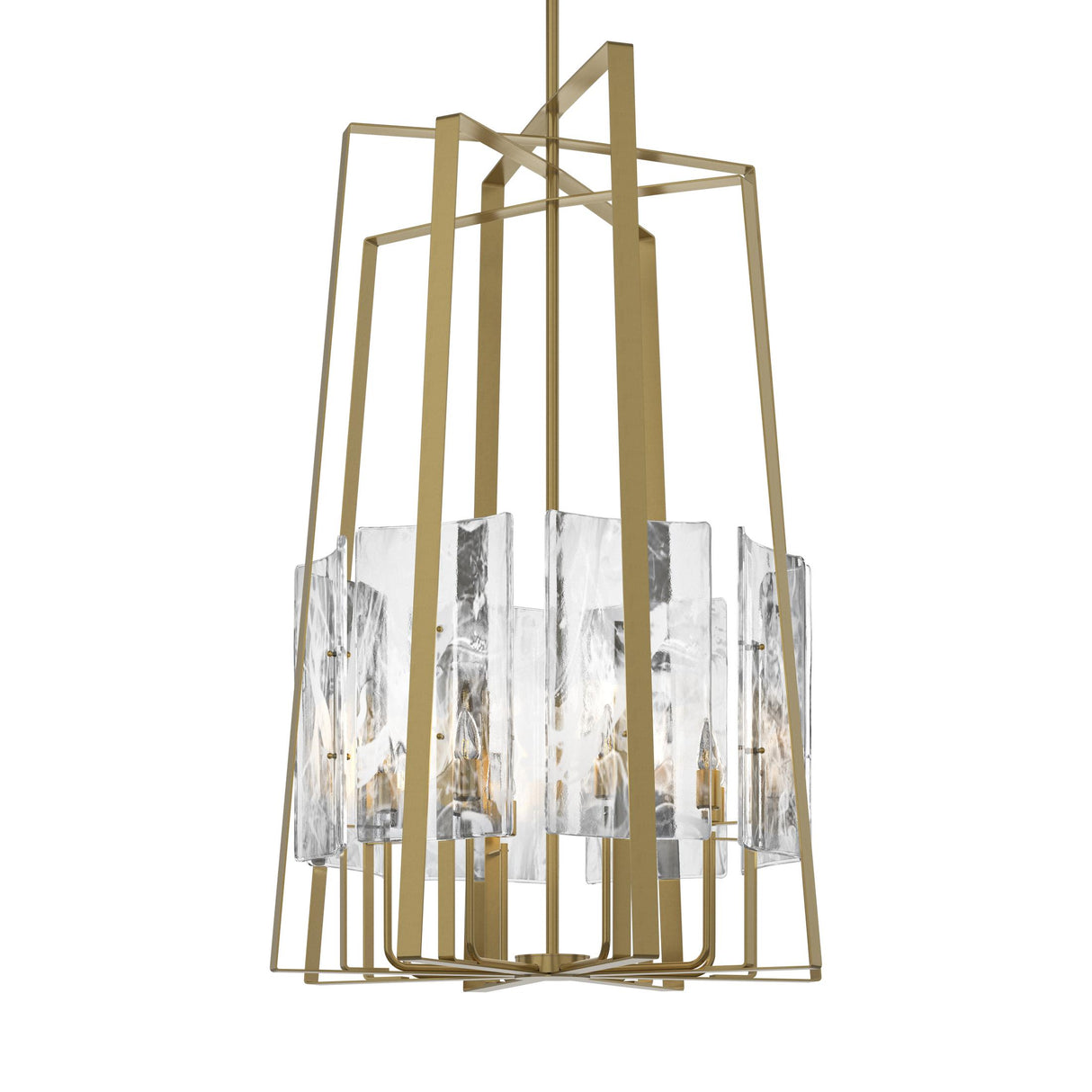 Hubbardton Forge 2023 Modern Brass White Swirl Glass (YR) Multi Arc 8-Light Tall Pendant