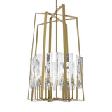 Hubbardton Forge 2023 Modern Brass White Swirl Glass (YR) Multi Arc 8-Light Tall Pendant