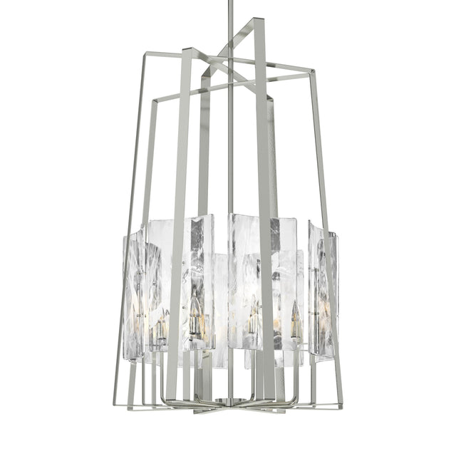 Hubbardton Forge 2023 Sterling White Swirl Glass (YR) Multi Arc 8-Light Tall Pendant