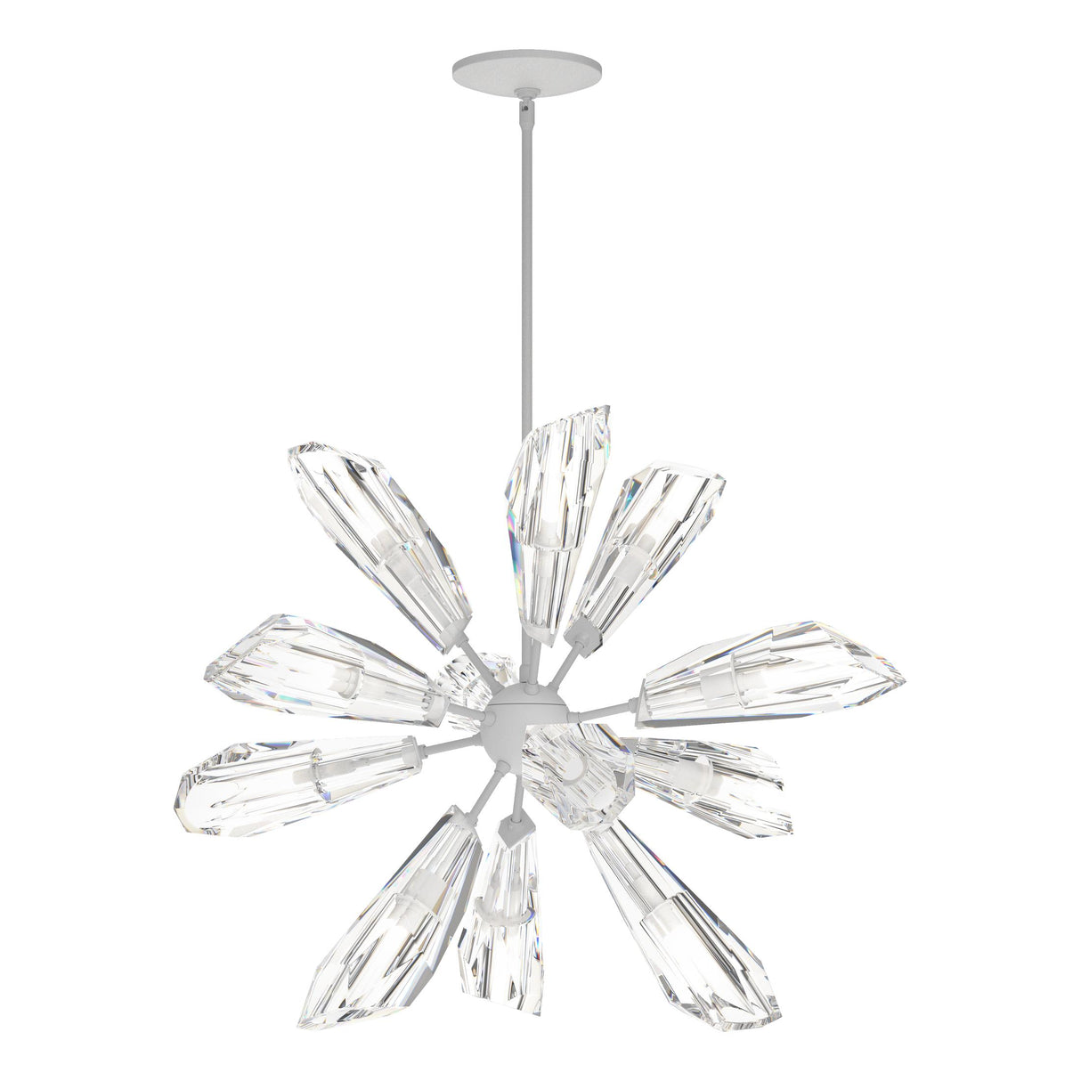 Hubbardton Forge 2023 White Crystal Multi Luma 12-Light Starburst Pendant