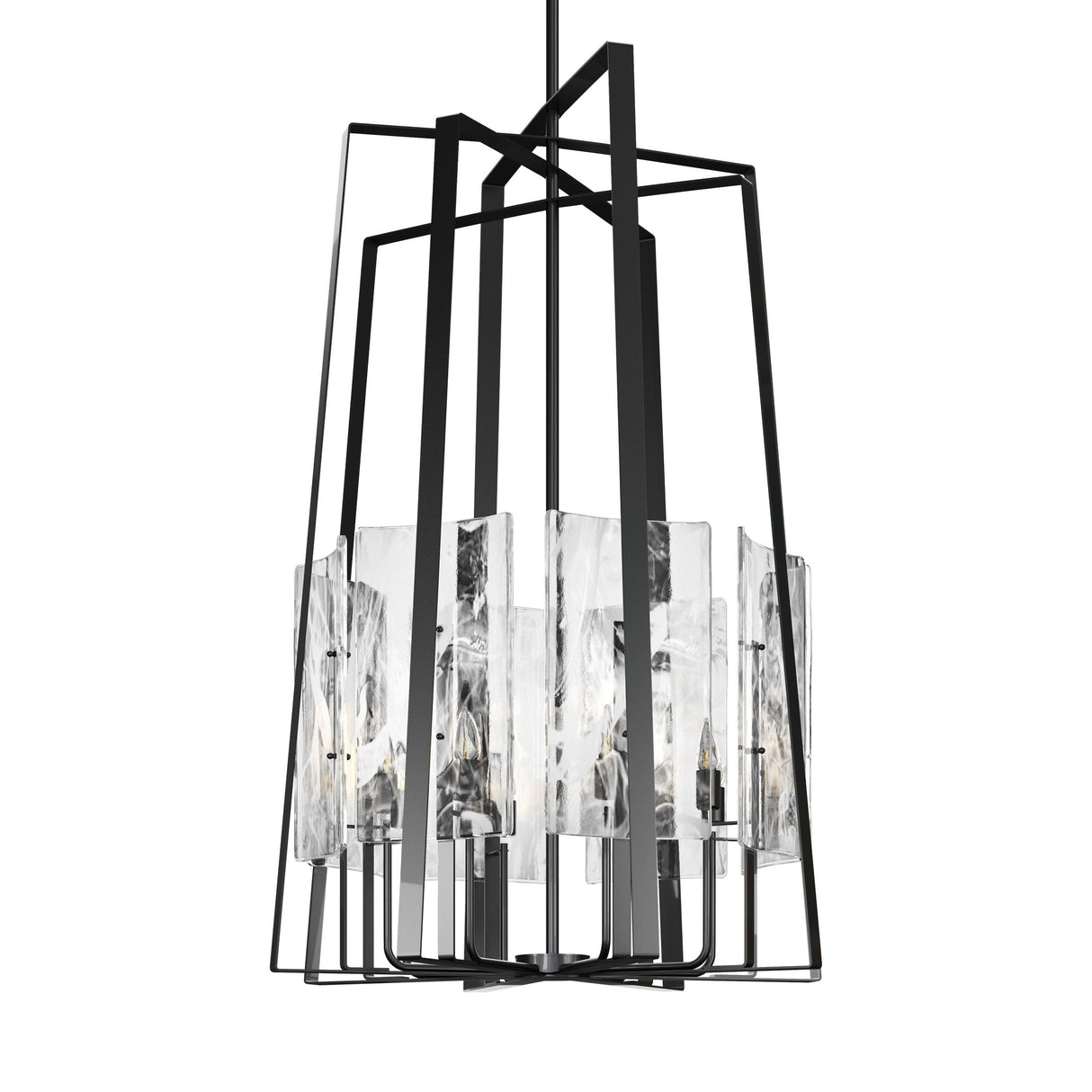 Hubbardton Forge 2023 Ink White Swirl Glass (YR) Multi Arc 8-Light Tall Pendant