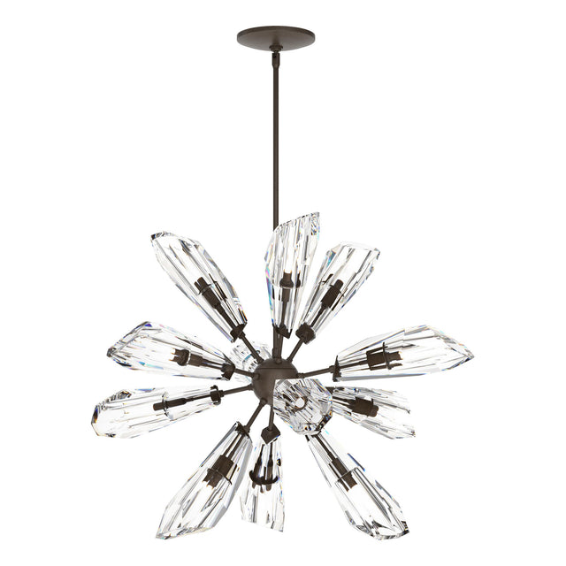Hubbardton Forge 2023 Bronze Crystal Multi Luma 12-Light Starburst Pendant