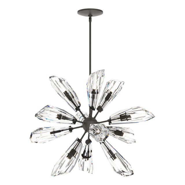 Hubbardton Forge 2023 Dark Smoke Crystal Multi Luma 12-Light Starburst Pendant