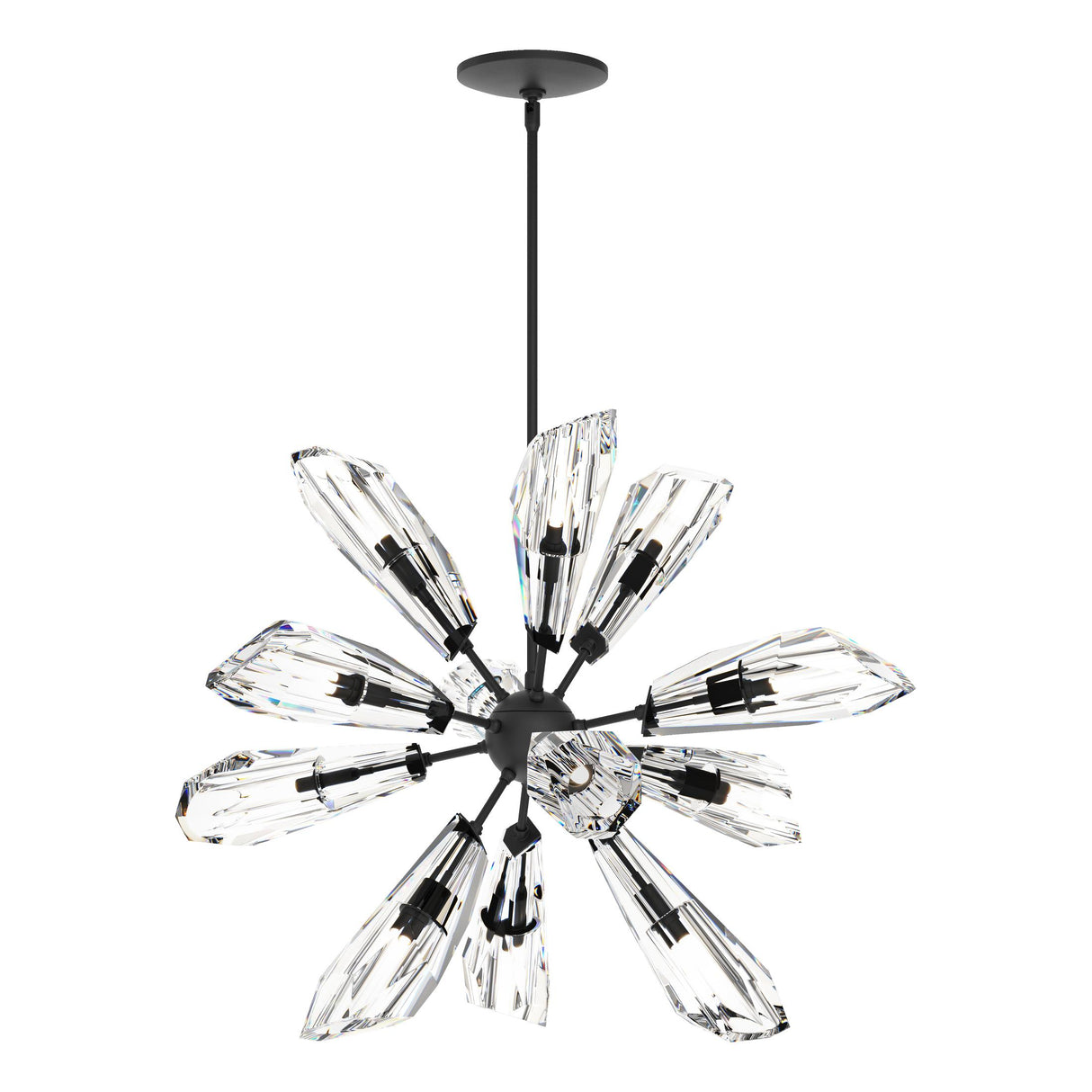 Hubbardton Forge 2023 Black Crystal Multi Luma 12-Light Starburst Pendant