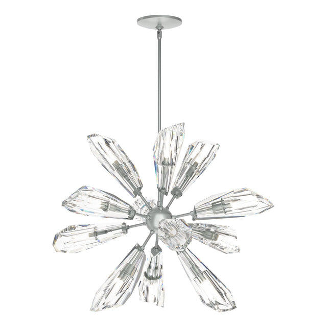 Hubbardton Forge 2023 Vintage Platinum Crystal Multi Luma 12-Light Starburst Pendant