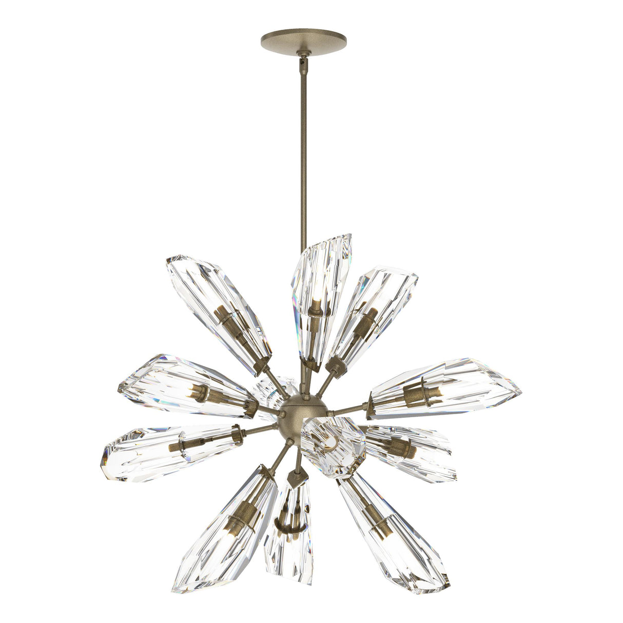 Hubbardton Forge 2023 Soft Gold Crystal Multi Luma 12-Light Starburst Pendant