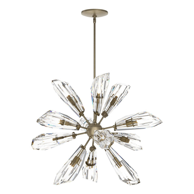 Hubbardton Forge 2023 Soft Gold Crystal Multi Luma 12-Light Starburst Pendant