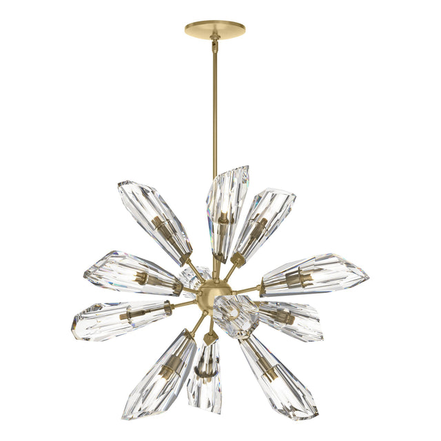 Hubbardton Forge 2023 Modern Brass Crystal Multi Luma 12-Light Starburst Pendant