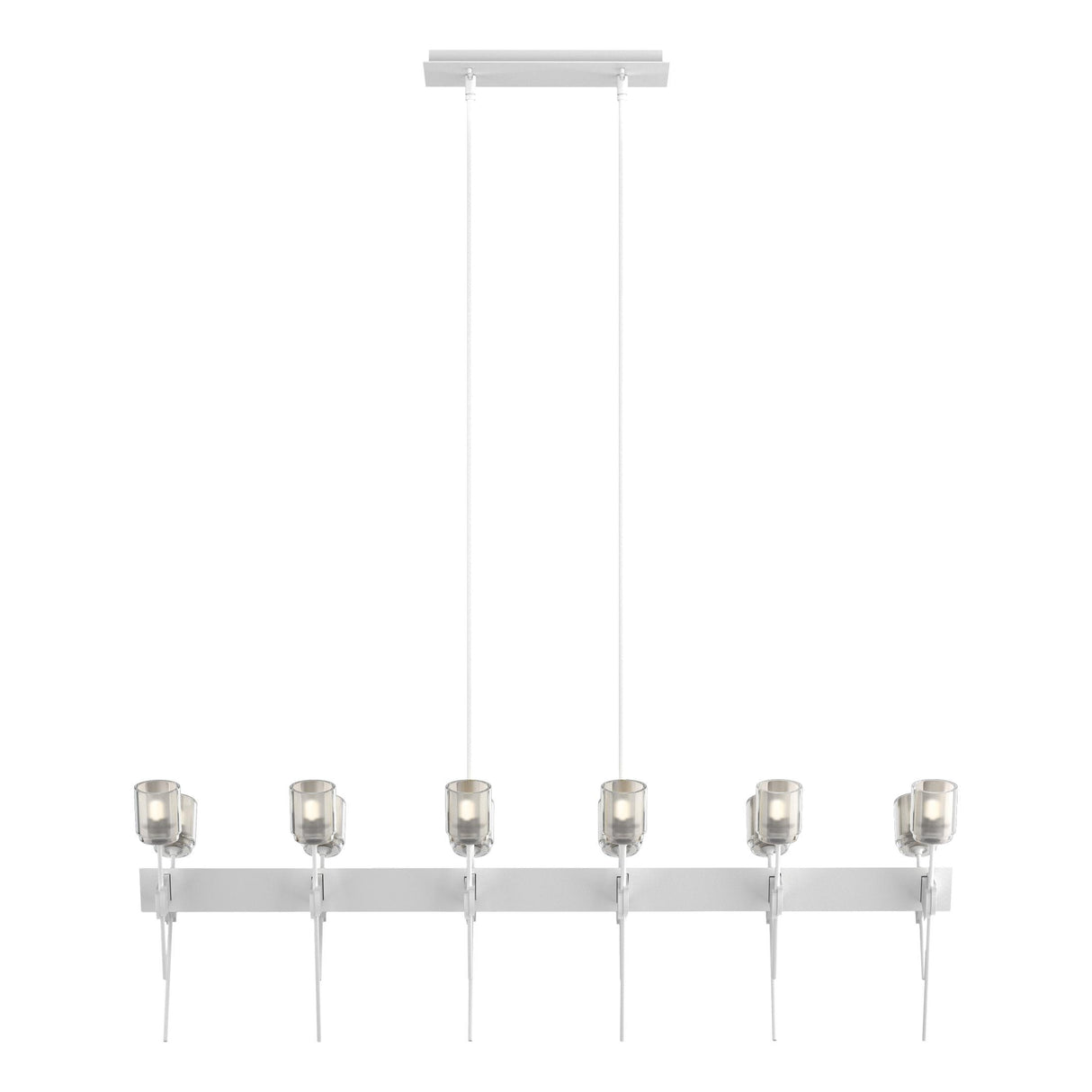 Hubbardton Forge 2023 White Cast Glass (YC) Multi Echo 12-Light Linear Pendant