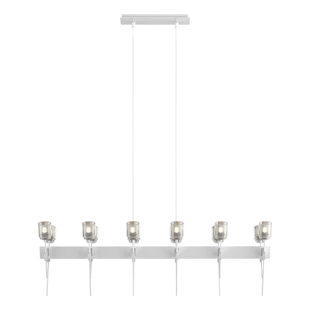 Hubbardton Forge 2023 White Cast Glass (YC) Multi Echo 12-Light Linear Pendant