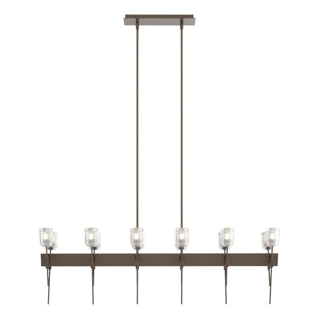 Hubbardton Forge 2023 Bronze Cast Glass (YC) Multi Echo 12-Light Linear Pendant