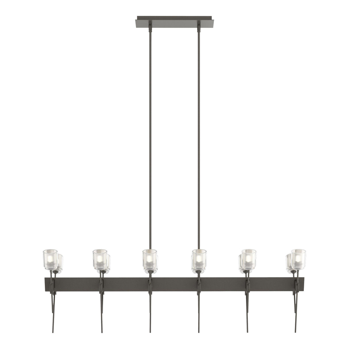Hubbardton Forge 2023 Dark Smoke Cast Glass (YC) Multi Echo 12-Light Linear Pendant