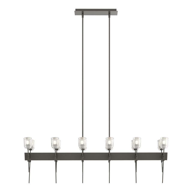 Hubbardton Forge 2023 Dark Smoke Cast Glass (YC) Multi Echo 12-Light Linear Pendant