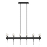 Hubbardton Forge 2023 Black Cast Glass (YC) Multi Echo 12-Light Linear Pendant
