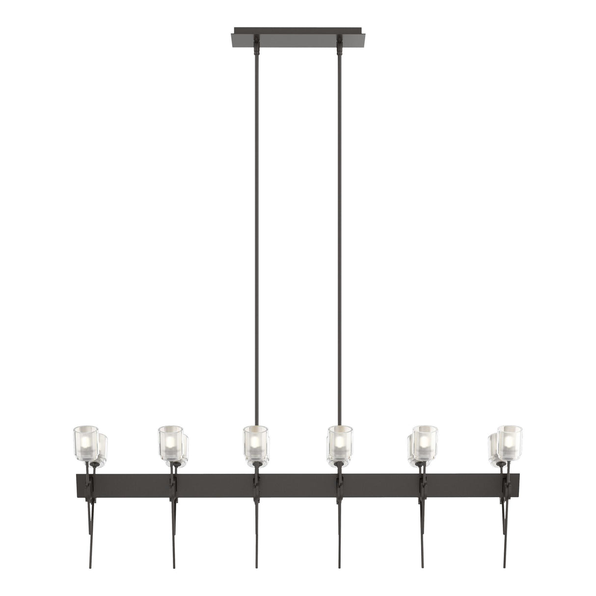 Hubbardton Forge 2023 Oil Rubbed Bronze Cast Glass (YC) Multi Echo 12-Light Linear Pendant