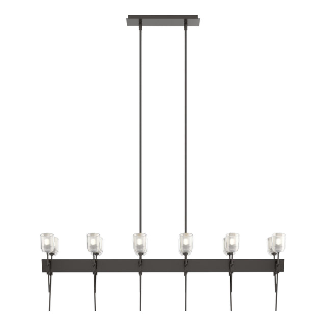 Hubbardton Forge 2023 Oil Rubbed Bronze Cast Glass (YC) Multi Echo 12-Light Linear Pendant
