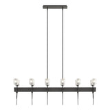 Hubbardton Forge 2023 Natural Iron Cast Glass (YC) Multi Echo 12-Light Linear Pendant