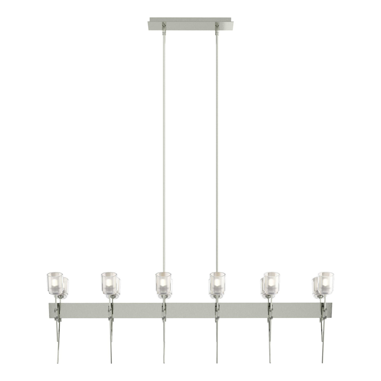 Hubbardton Forge 2023 Sterling Cast Glass (YC) Multi Echo 12-Light Linear Pendant