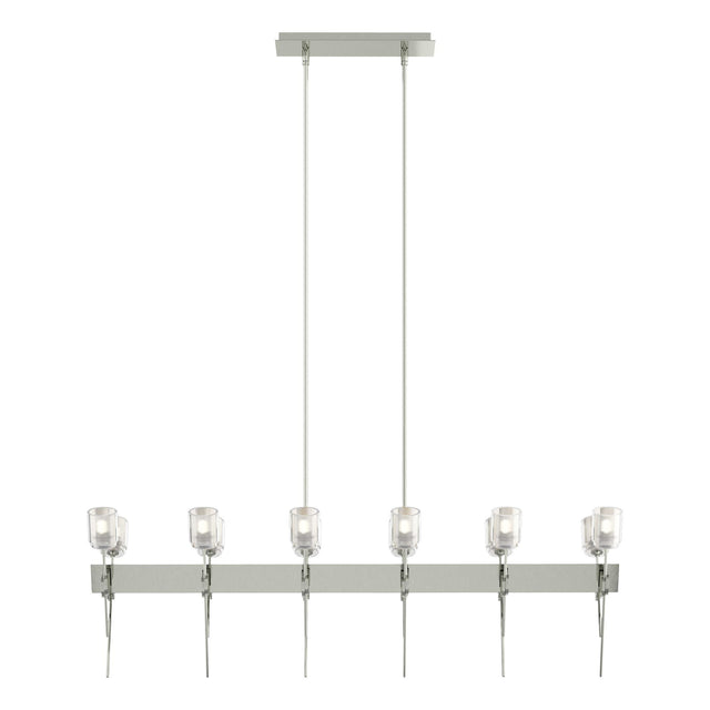 Hubbardton Forge 2023 Sterling Cast Glass (YC) Multi Echo 12-Light Linear Pendant