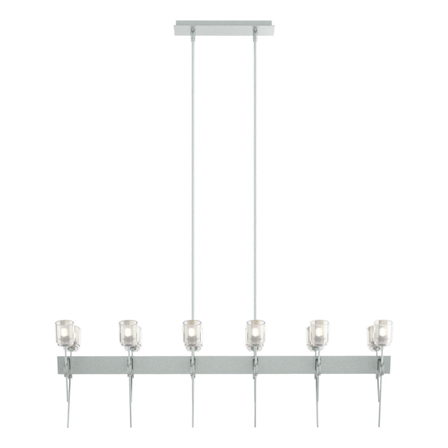 Hubbardton Forge 2023 Vintage Platinum Cast Glass (YC) Multi Echo 12-Light Linear Pendant