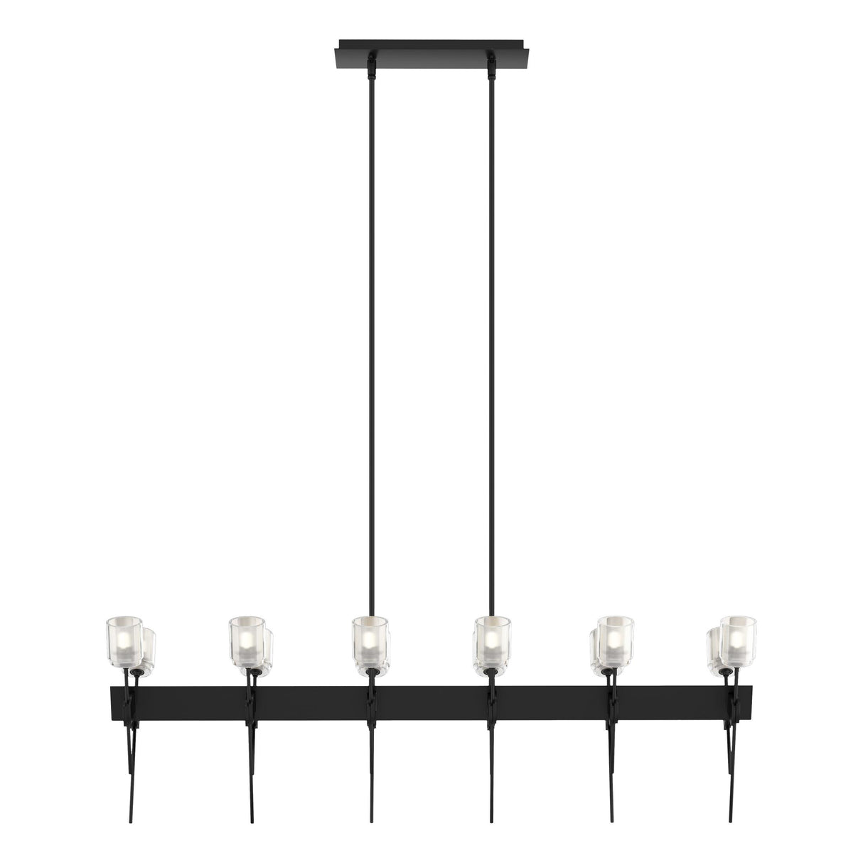 Hubbardton Forge 2023 Ink Cast Glass (YC) Multi Echo 12-Light Linear Pendant