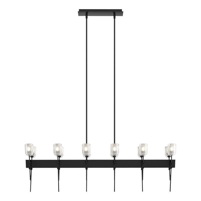 Hubbardton Forge 2023 Ink Cast Glass (YC) Multi Echo 12-Light Linear Pendant