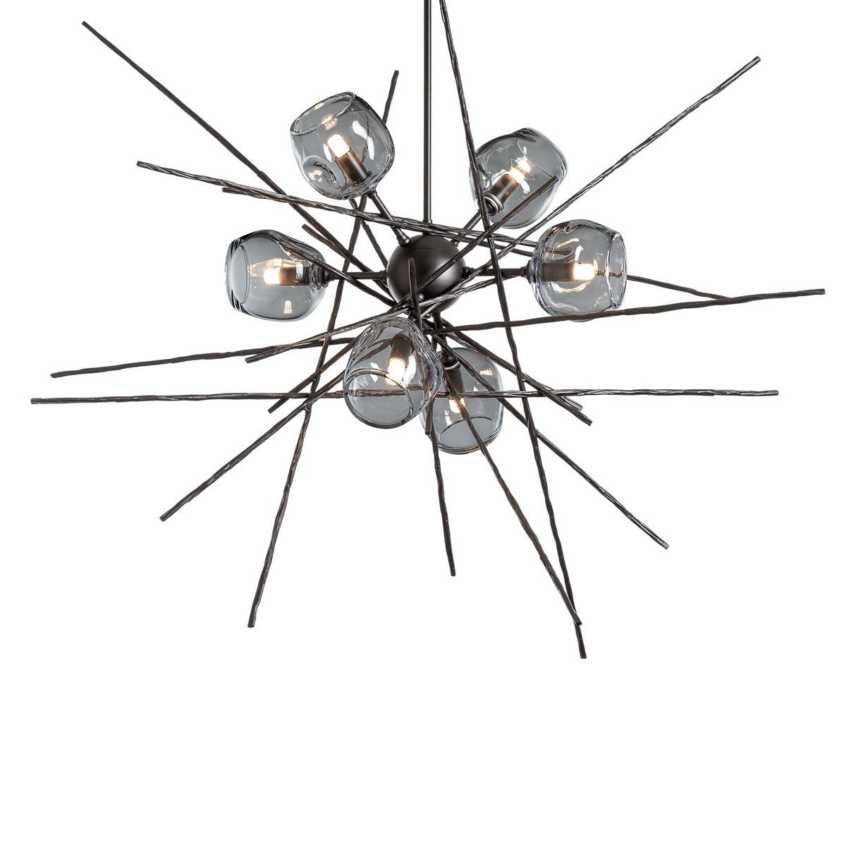 Hubbardton Forge 2021 Dark Smoke Cool Grey Glass (YL) Multi Griffin Starburst Pendant