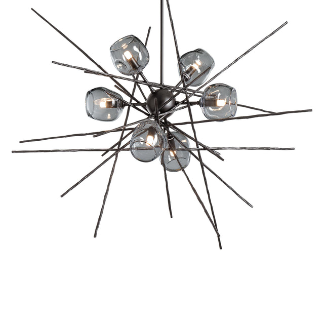 Hubbardton Forge 2021 Dark Smoke Cool Grey Glass (YL) Multi Griffin Starburst Pendant