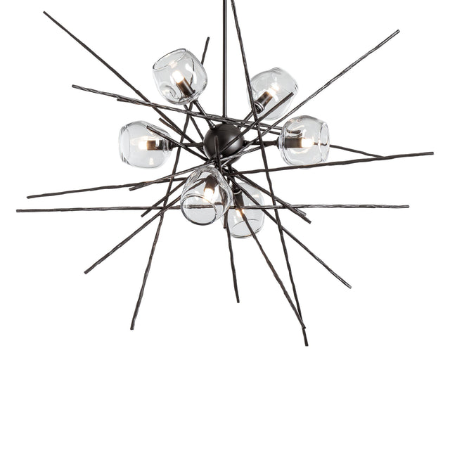 Hubbardton Forge 2021 Dark Smoke Clear Glass (ZM) Multi Griffin Starburst Pendant