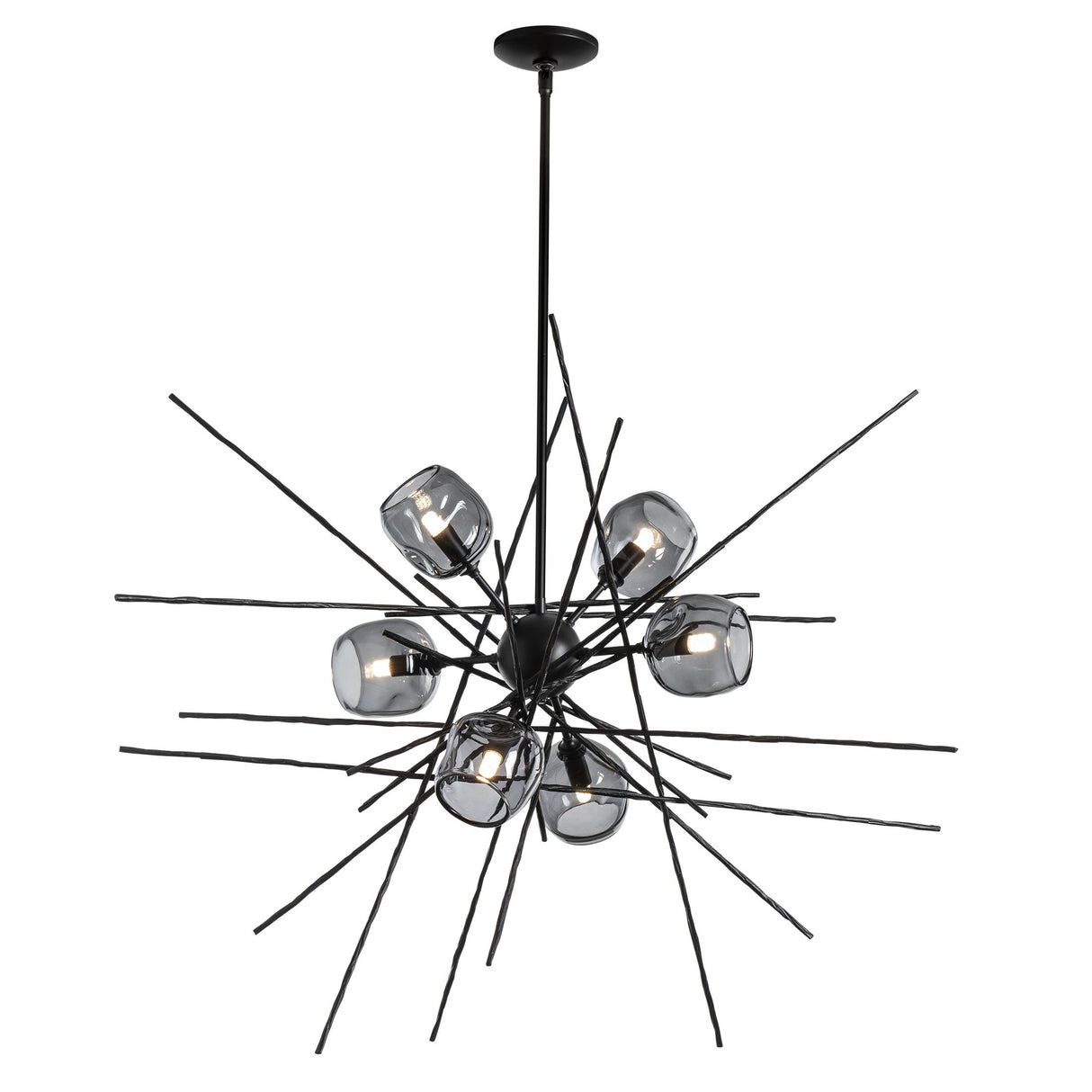 Hubbardton Forge 2021 Black Cool Grey Glass (YL) Multi Griffin Starburst Pendant