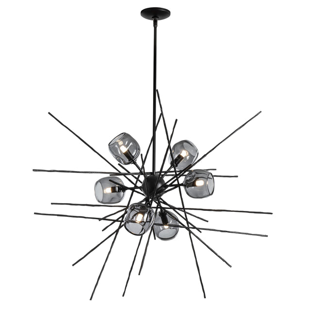 Hubbardton Forge 2021 Black Cool Grey Glass (YL) Multi Griffin Starburst Pendant