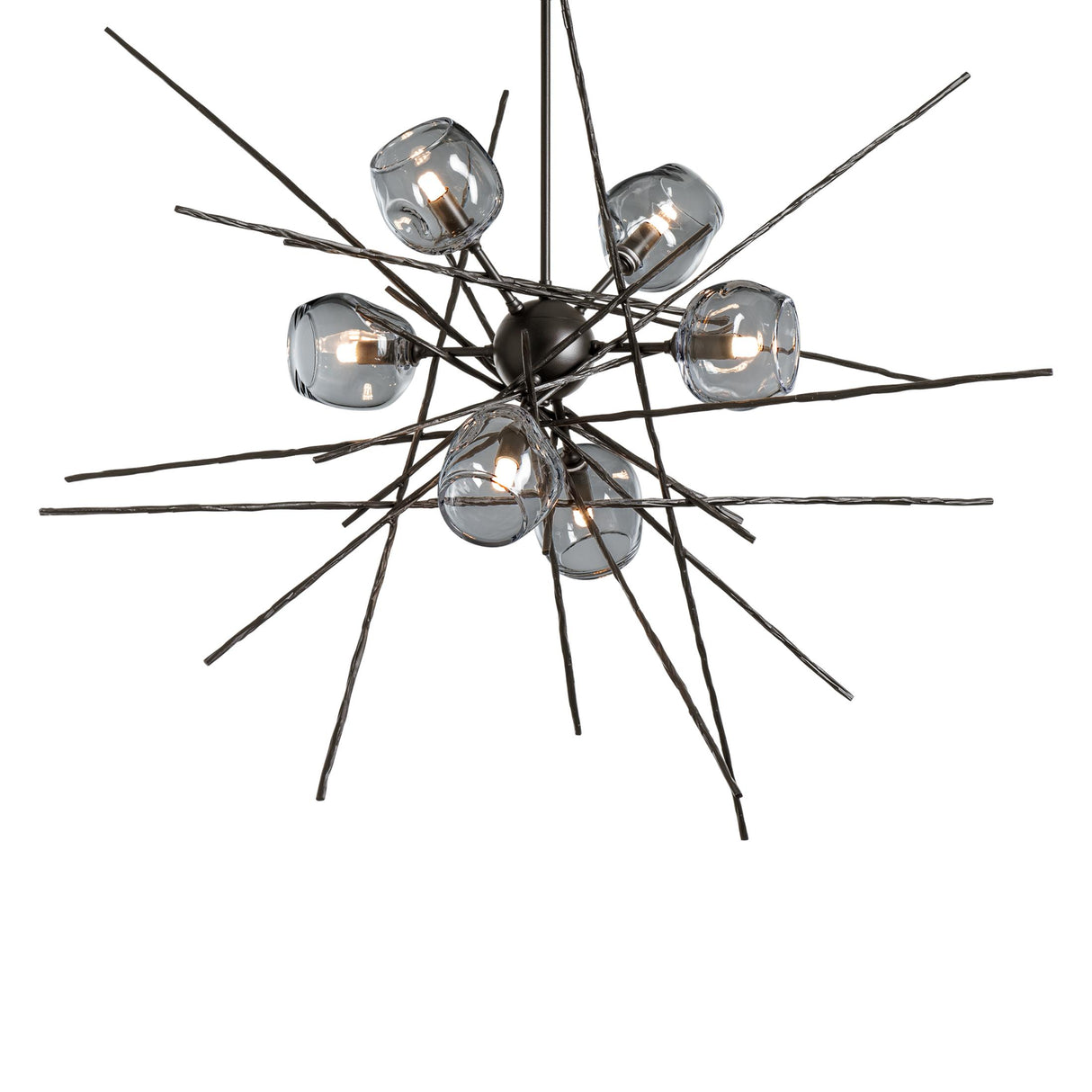 Hubbardton Forge 2021 Oil Rubbed Bronze Cool Grey Glass (YL) Multi Griffin Starburst Pendant