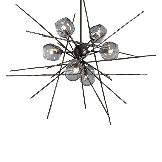 Hubbardton Forge 2021 Oil Rubbed Bronze Cool Grey Glass (YL) Multi Griffin Starburst Pendant