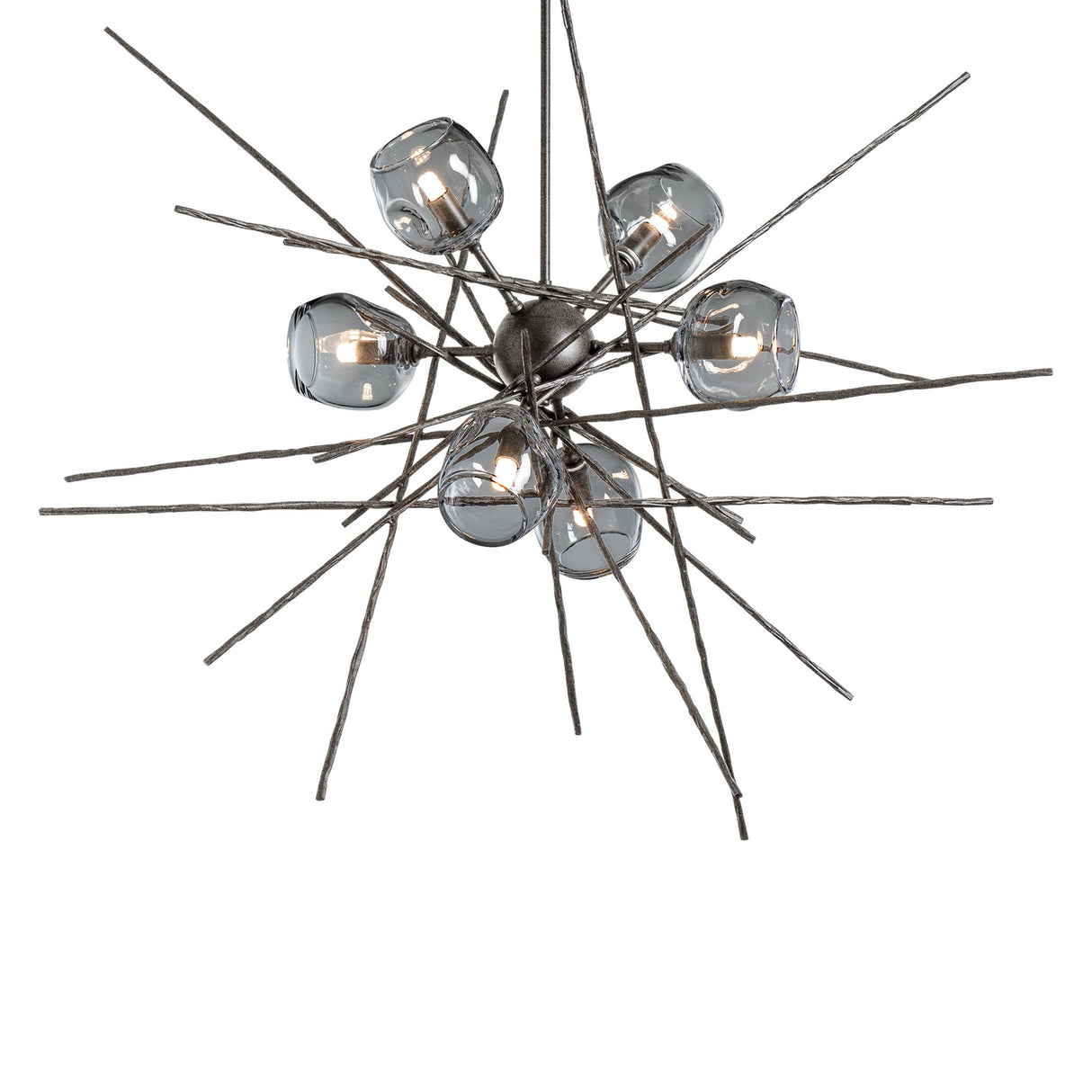 Hubbardton Forge 2021 Natural Iron Cool Grey Glass (YL) Multi Griffin Starburst Pendant