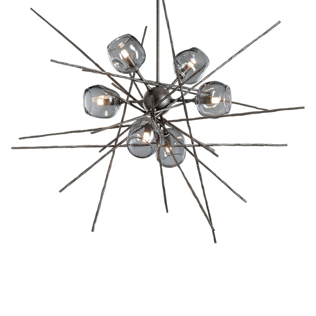 Hubbardton Forge 2021 Natural Iron Cool Grey Glass (YL) Multi Griffin Starburst Pendant