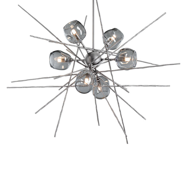 Hubbardton Forge 2021 Vintage Platinum Cool Grey Glass (YL) Multi Griffin Starburst Pendant