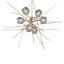 Hubbardton Forge 2021 Modern Brass Cool Grey Glass (YL) Multi Griffin Starburst Pendant